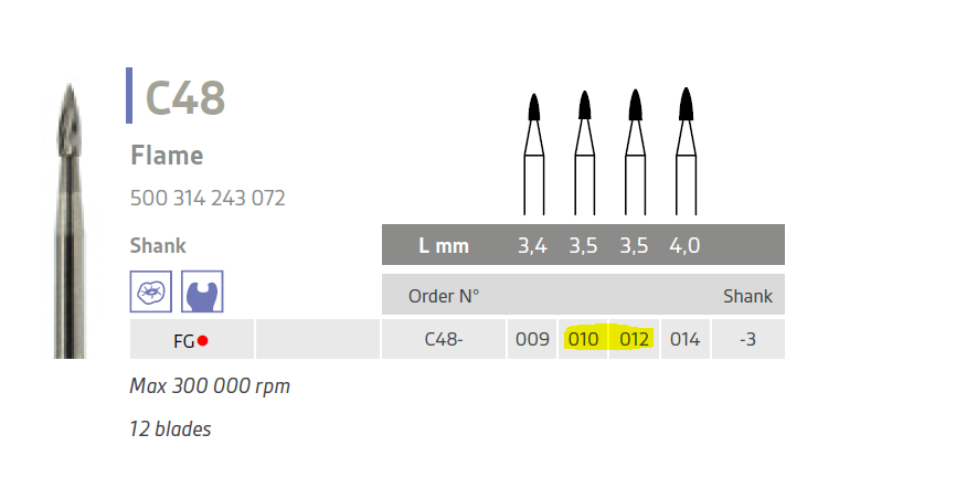 carbide bur flame