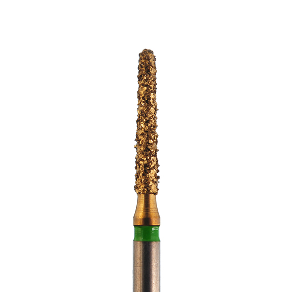 Diamond-Bur-Gold-G-3856-014-3 Diamond bur tapered chamfer round gold